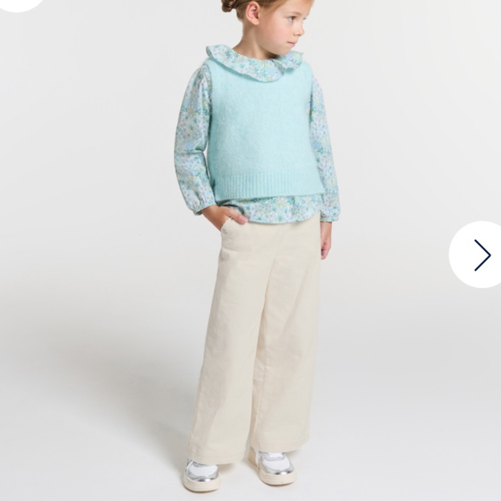 Jacadi Paris girls soft white wide leg velvet pants